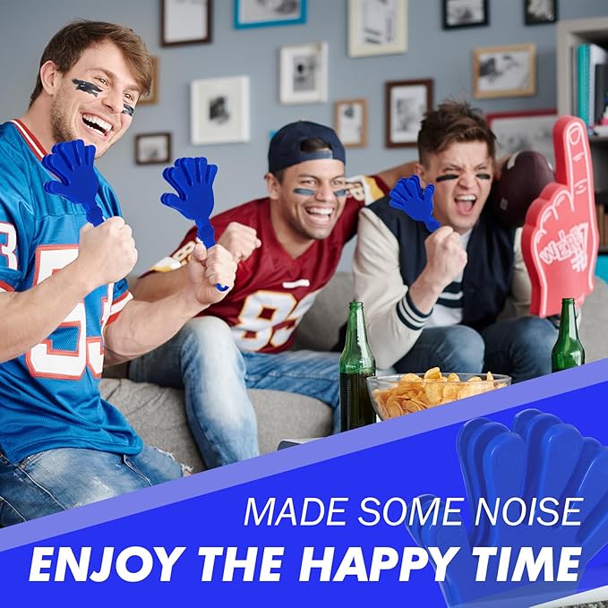 20 Pcs Hand Clappers Noisemakers 7.5 Inch Clappers Noisemakers Plastic Hand Clappers for Birthdays Game Football Sporting Events Cheers Supplies Dance Basketball Football Noisemakers(Blue and White)