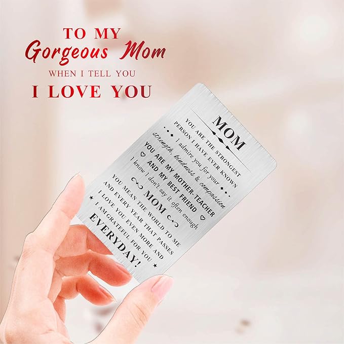 MOQIYXL Mom Christmas Card Gifts - You Mean the World to Me - Sentimental Gifts for Mom, Birthday,Christmas,Mother's Day