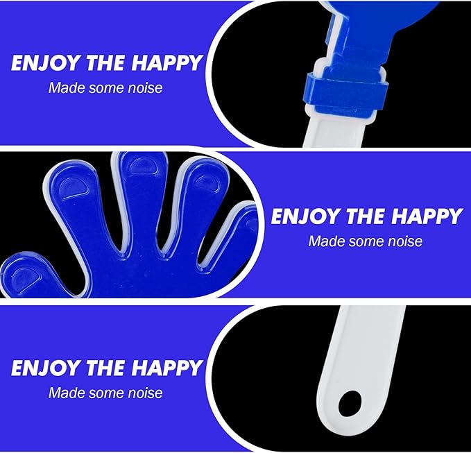 8 Pcs Hand Clappers Noisemakers 7.5 Inch Clappers Noisemakers Plastic Hand Clappers for Birthdays Game Football Sporting Events Cheers Supplies Dance Basketball Football Noisemakers(Blue and White)