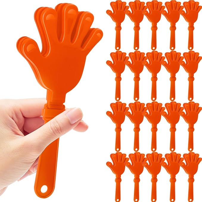 20 Pcs Hand Clappers Noisemakers 7.5 Inch Clappers Noisemakers Plastic Hand Clappers for Birthdays Game Football Sporting Events Cheers Supplies Dance Basketball Football Noisemakers(Orange)