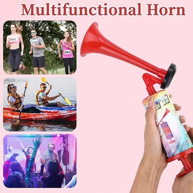 5 Pack Air Horns for Safety Hand Held Air Horns Loud Reusable Small Pump Horn for Camping Fog Warning Portable Noise Makers for Sporting Events Festival Celebrations Graduation Birthday Party Favor