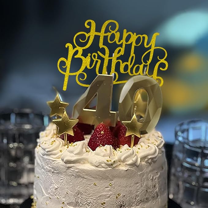 Golden Number 25 Birthday Candles and Star Birthday Candles 2.76 inch Birthday Cake Candles 3D Diamond Shaped Candles are Suitable for Birthday Parties and Anniversary Cake Decorations Candles