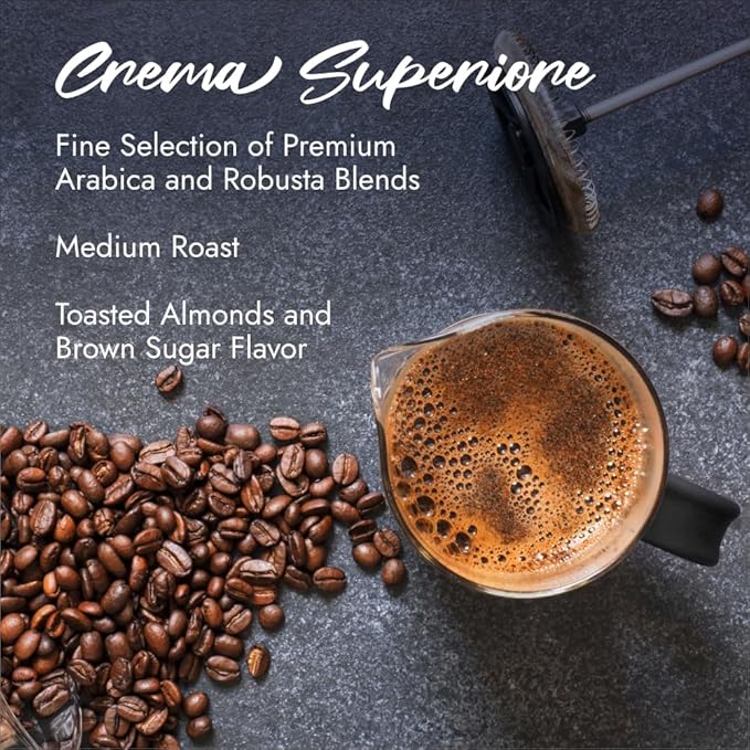 Caffè Borbone, Whole Bean Coffee Blend, Crema Superiore, Medium Roast, Roasted and Freshly Packaged in Italy, 2.2 Pound Bag (Pack of 2)