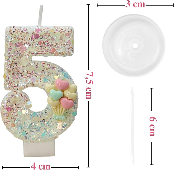 by Tugba Aydan - 5 Number Birthday Candles – 24 Piece Cake Decoration Kit with Number Candle – Party Supplies for Kids Birthday Celebration
