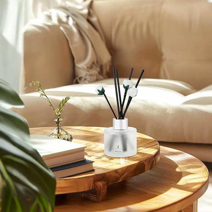 Brakula 2 Pack Reed Diffuser Set, Sandalwood Rose Scented, Home Fragrance with 14 Sticks Bathroom Decor, Reed diffusers for Home 6.76 fl oz (Sandalwood Rose)