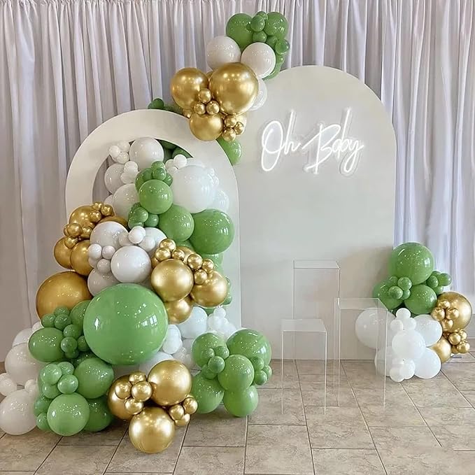 Sage green Balloons 100 Pack 12 inch Round Helium Olive Green Balloons for Birthday Jungle Theme Safari Baby Shower Retro Neutral Wedding Party Decorations