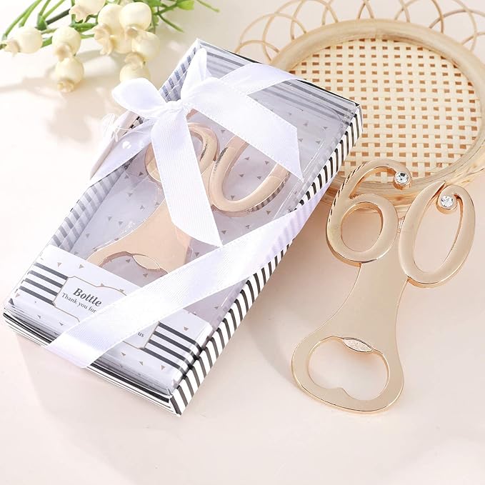 24 Pack Creative Bottle Openers for 60th Birthday Party Favors 60th Wedding Party 60th Birthday Party Souvenirs Decorations for Guests (60th)