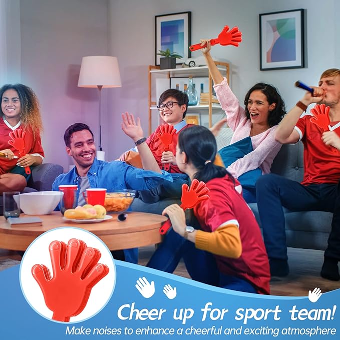 24 Pcs Coral Red Hand Clappers 7.5 Inch Clappers Noisemakers Noise Makers Party Favors Plastic Clapper Sporting Events Cheers Ball Dance Basketball Football Noisemakers（Coral Red）