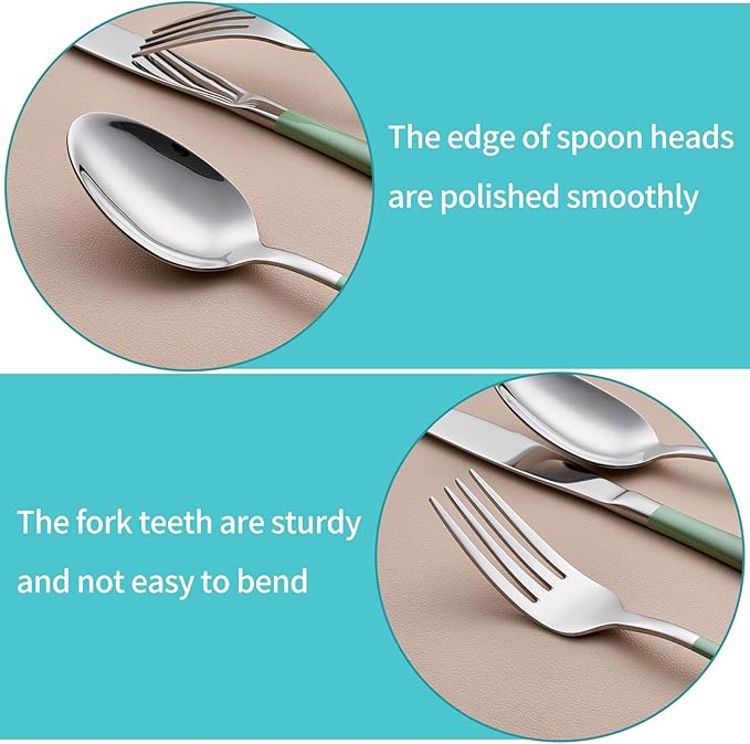 20-Piece Green and Gray Silverware Set for 4, 18/0 Stainless Steel Flatware Cutlery Utensils Set, Include Dinner Knives,Dinner Forks,Dinner Spoons,Salad Forks,Teaspoons,Dishwasher Safe