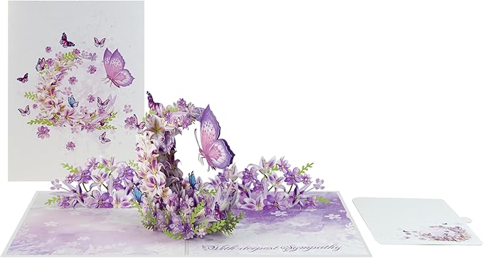 Moon Butterflies Pop Up Sympathy Cards with Envelopes, Sorry for Your Loss Card, Religious Pop Up Sympathy for Loss of Loved one, Mother, Father, Husband (PQ Moon Butterflies)
