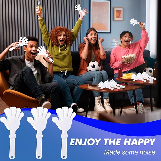 20 Pcs Hand Clappers Noisemakers 7.5 Inch Clappers Noisemakers Plastic Hand Clappers for Birthdays Game Football Sporting Events Cheers Supplies Dance Basketball Football Noisemakers(White)