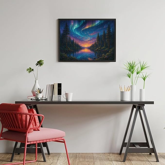 The Quiet Night Forest 1000-Piece Wooden Jigsaw Puzzle, Tranquil Nature Scene, Mindful Relaxation, Stress-Relief Puzzle, Adult Puzzle Hobby, Winter Night Decoration
