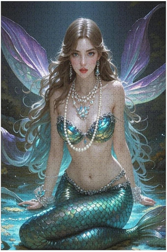 Wooden Jigsaw Puzzles - Pearl Mermaid - 1000 Piece Jigsaw Puzzle for Adults Teenagers and Kids Educational Family Game，Home Decor，Suitable for Puzzle Enthusiasts and Collectors