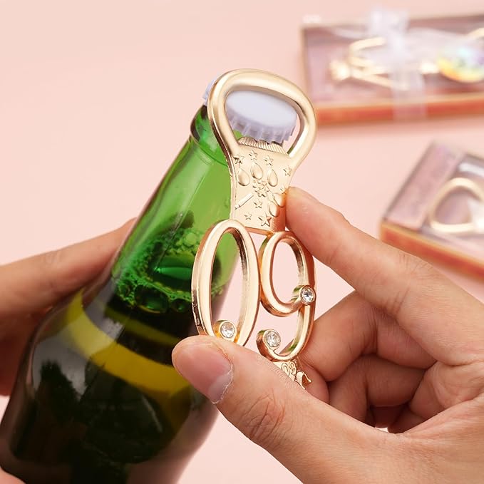 60th Birthday Party Favors - 24 Pack Rose Gold Bottle Opener Set, Wedding Souvenirs, Theme Party Supplies with Gift Box
