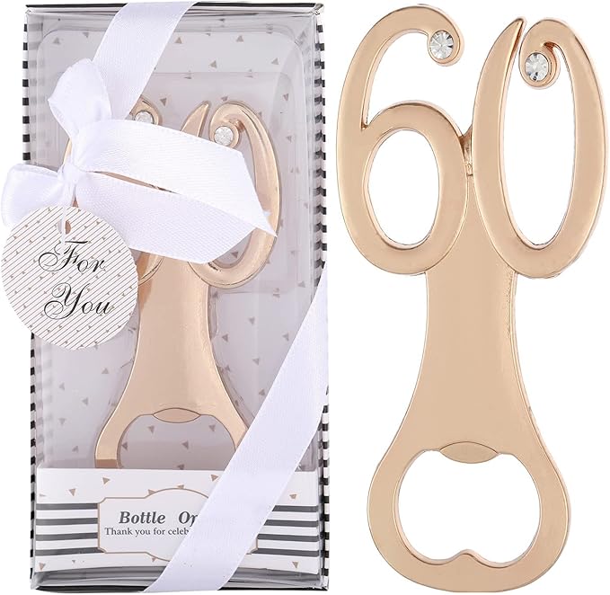 18 Packs Creative Bottle Openers for 60th Birthday Party Favors or 60th Wedding Anniversary Party Gifts 60th Birthday Party Gifts Souvenirs Decorations for Guests(60th)