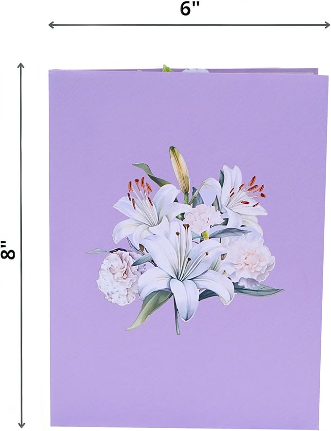 Lilies Pop Up Sympathy Cards with Envelopes, 6x8in Sorry for Your Loss Card, Pop Up Sympathy for Loss of Loved one, Mother, Father, Husband Religious (White Lily Sympathy)