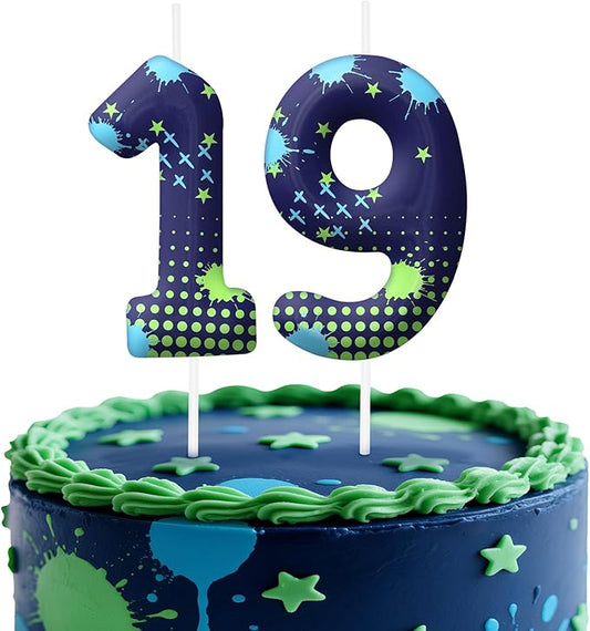 Video Game Number 19 Birthday Candles, Game Themed Cake Topper for Boys Girls, Cake Decorations for Birthdays, Gaming Theme Party Supplies, Candles for Party Decorations