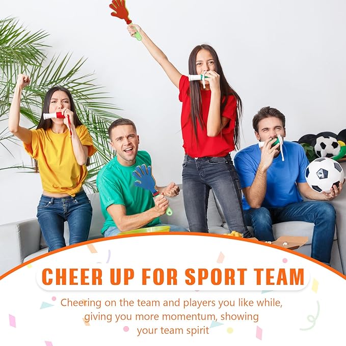 60 Pcs Colorful Hand Clappers 7.5 Inch Clappers Noisemakers Noise Makers Party Favors Plastic Clapper Sporting Events Cheers Ball Dance Basketball Football Noisemakers （Colorful）