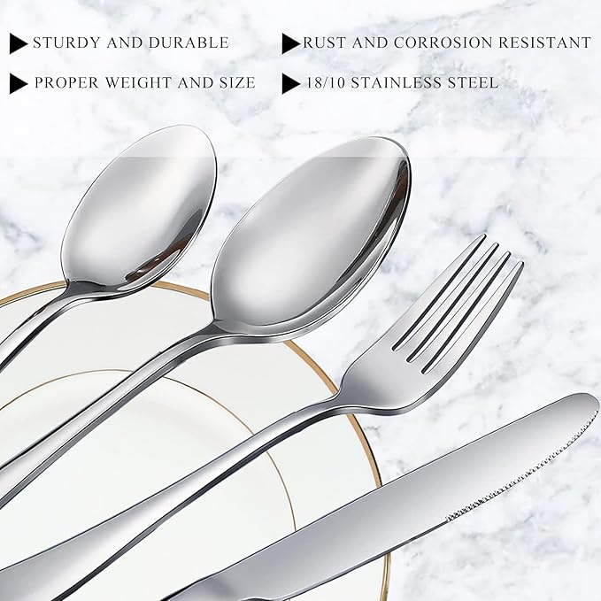 Teaspoon Set,16 Piece 6.7" Spoons Silverware, Premium Food Grade 18/10 Stainless Steel Tea Spoons, Metal Dessert Spoon, Mirror Finish & Dishwasher Safe