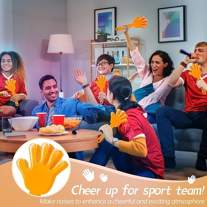 120 Pcs Orange Hand Clappers 7.5 Inch Clappers Noisemakers Noise Makers Party Favors Plastic Party Clapper for Sporting Events Cheers Ball Dance Basketball Football Noisemakers（Orange）