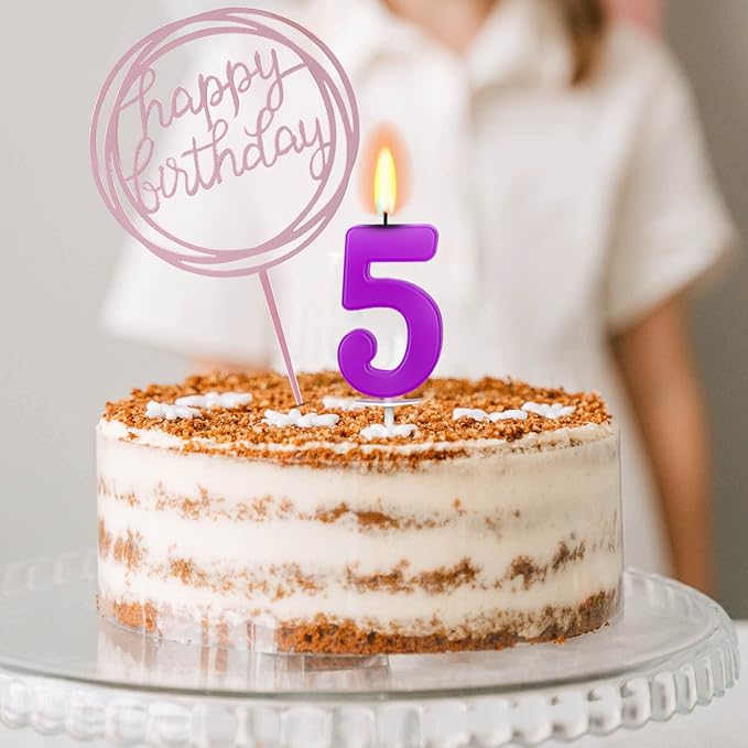 10-Piece Number Birthday Candles - Glitter Cake Toppers, Color Candles for Cake & Wedding Parties