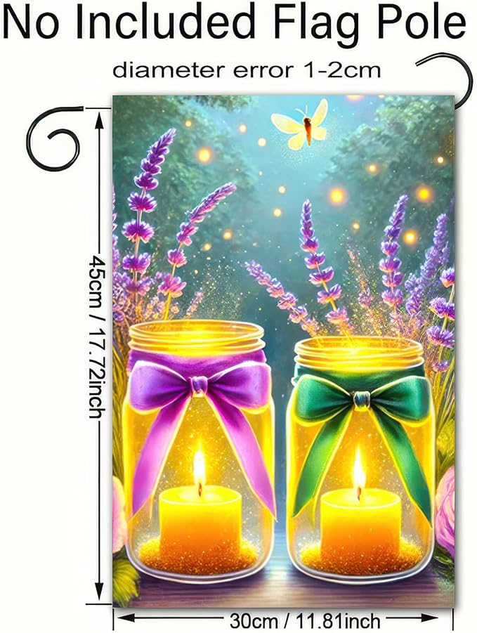 BlissYard Welcome Spring Garden Flag Double Sided 12 x 18 Inch Spring Summer Flags Glow Floral Fireflies Mason Jar Flag Holiday Yard Outdoor Lawn Farmhouse Decorations Banner (Only Flag)