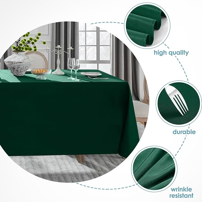 VidaFete Tablecloth 6 Pack 90 * 132inch Rectangle Table Cloth Polyester, Stain Wrinkle Resistant Polyester Dining Table Cover for Kitchen Dinning Party Wedding Rectangular Buffet Decoration(Green)