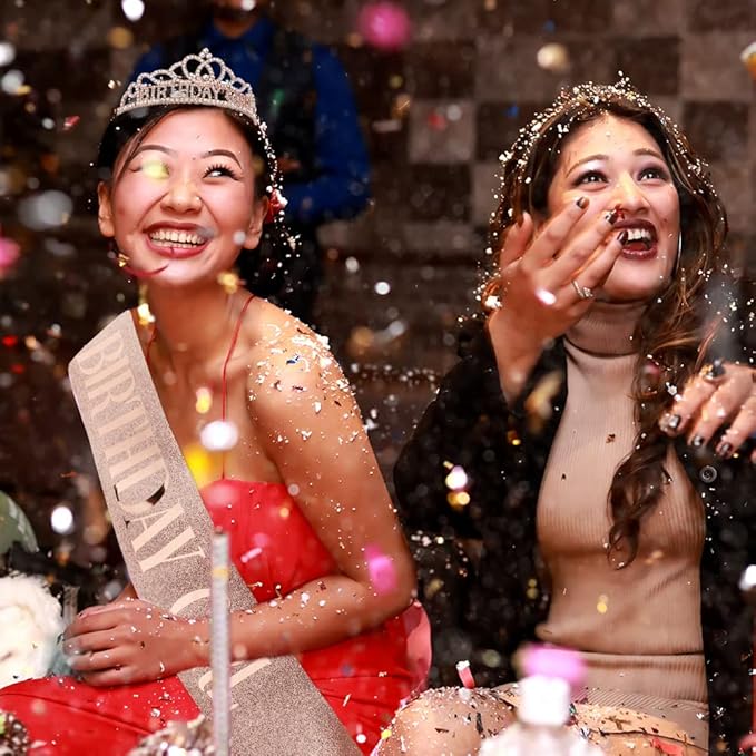 AOPRIE Birthday Crown for Women Birthday Girl Sash for Women Birthday Tiara for Women Birthday Girl Headband Princess Crown Rhinestone Happy Birthday Accessories Rose Gold