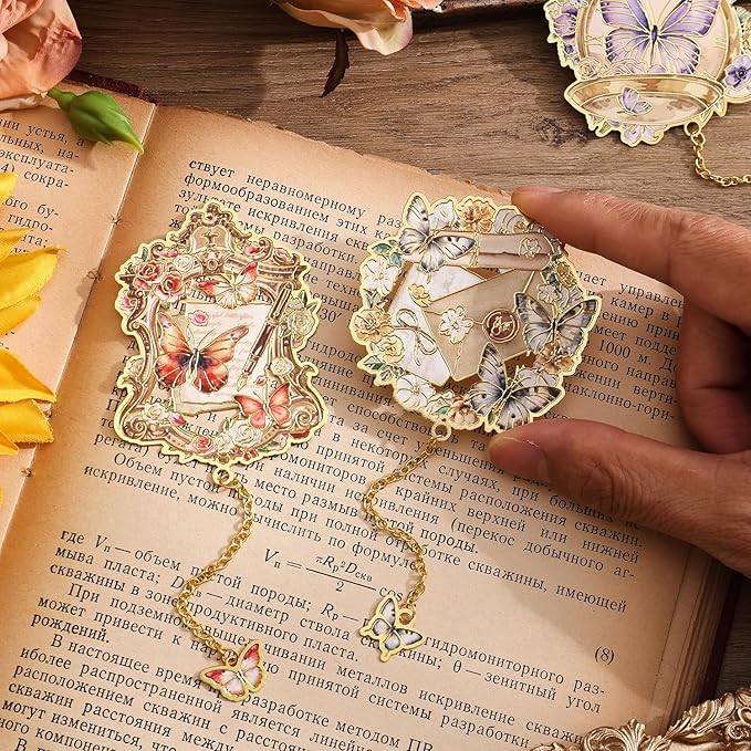 Metal Butterfly Bookmarks for Women - 4 Pieces Unique Cute Page Holder Book Marks for Teachers Students Teen Girl Gifts Book Reading Lovers Writers, Book Markers for School Office Home Supplies (4pcs)