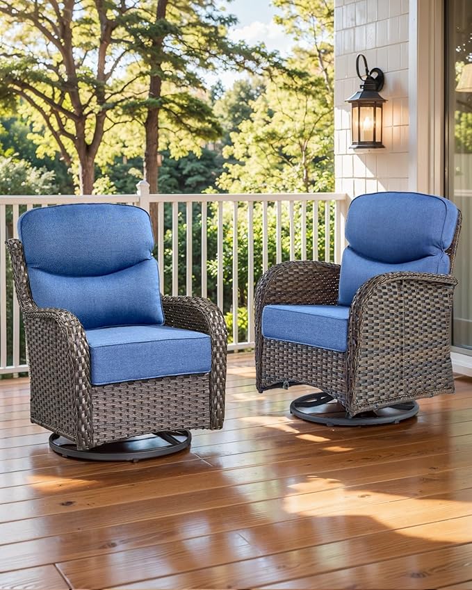 Luxury 22x24/22x25 6-Inch Smile Patio Cushions for Outdoor Furniture Set of 6 - Thick Back & Deep Seat Outside Chair Cushions for Rattan Metal Glider Loveseat Sectional Sofa - Navy Blue