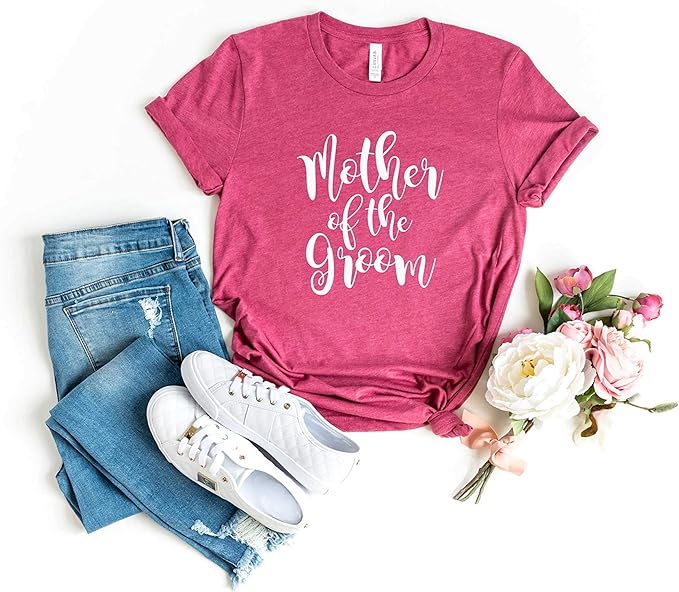 Mother of The Bride Shirt, Mother of The Groom Shirt – Soft Unisex Cotton Blend Wedding Tee for Mom. Matching Bridal Tshirts