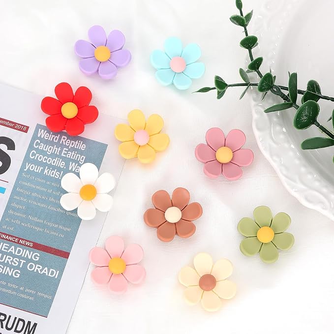 20 Pcs 3D Flower Fridge Magnets, 1.3 Inch Cute Fridge Magnets, Colorful Refrigerator Decorative Magnet for Whiteboard Locker Cabinet (Large)