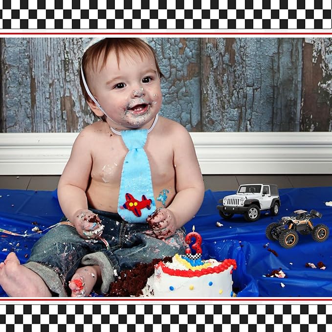 Racing Car Theme Birthday Candle with Checkered Flag Design - Durable Cake Topper for Race Car Party Decorations,Birthday Supplies - Number 3 Candle for Racing Themed Celebrations