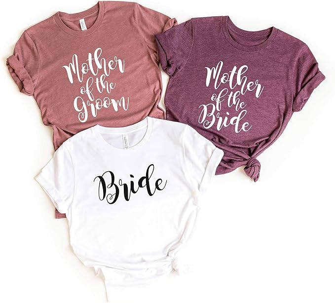 Mother of The Bride Shirt, Mother of The Groom Shirt – Soft Unisex Cotton Blend Wedding Tee for Mom. Matching Bridal Tshirts