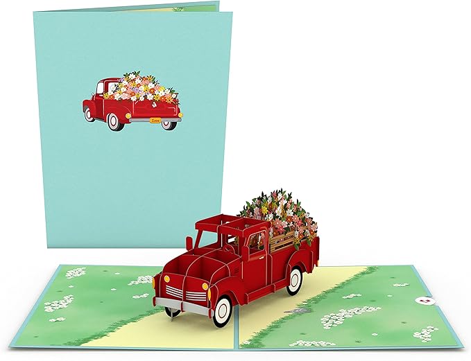 Lovepop Garden Truck Pop Up Card - 3D Floral Card, Mother's Day Card, Birthday Card, Spring Card