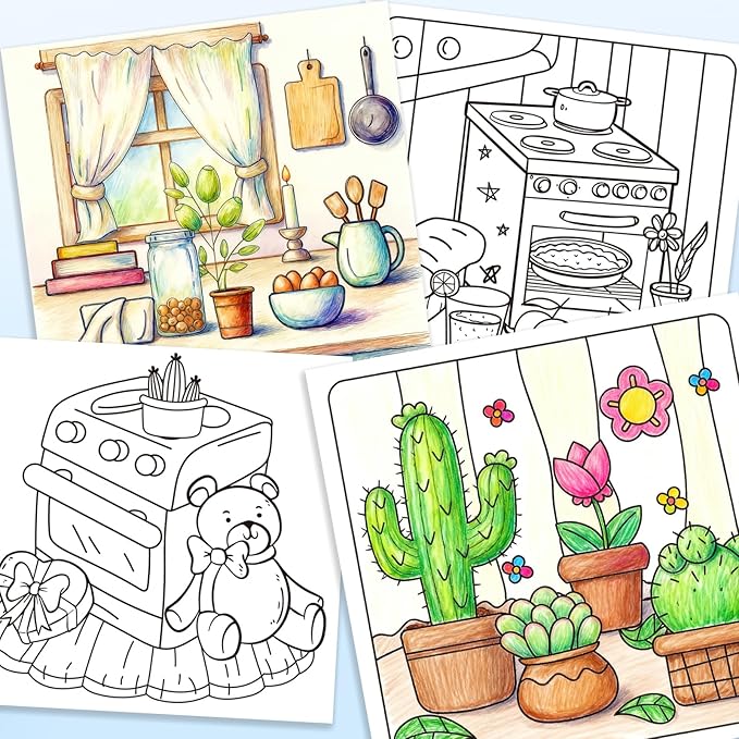 Coloring Book Set for Adults and Teens,Cute Coloring Book for Adults Relaxation with 60 Colored Markers, Anxiety Relief Gifts with 80 Patterns Included Animal Spaces