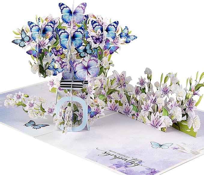Butterflies Bottle Pop Up Sympathy Cards with Envelopes, Sorry for Your Loss Card, Religious Pop Up Sympathy for Loss of Loved one, Mother, Father, Husband (Butterflies Bottle)