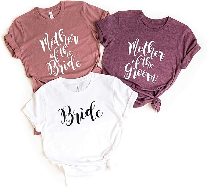 Mother of The Bride Shirt, Mother of The Groom Shirt – Soft Unisex Cotton Blend Wedding Tee for Mom. Matching Bridal Tshirts