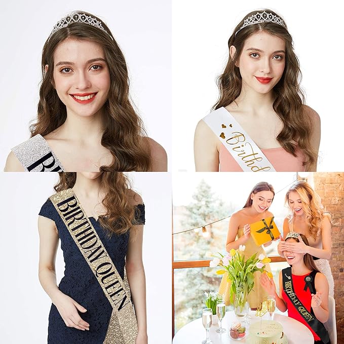 100th Birthday Sash and Tiara for Women, 100 & Fabulous Sash and Tiara Birthday Crown, Happy 100th Birthday Gifts for Queen Woman Party Favors Supplies and Decorations, Silver