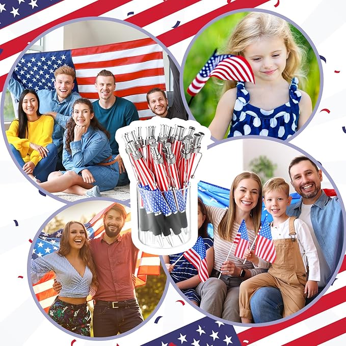 300 Sets American Flag Ballpoint Pens Bulk USA Patriotic Themed Black Ink Retractable Pen Stars Stripes Bookmarks Stationery Easter Party Gifts for Home Office Army Veterans Souvenirs