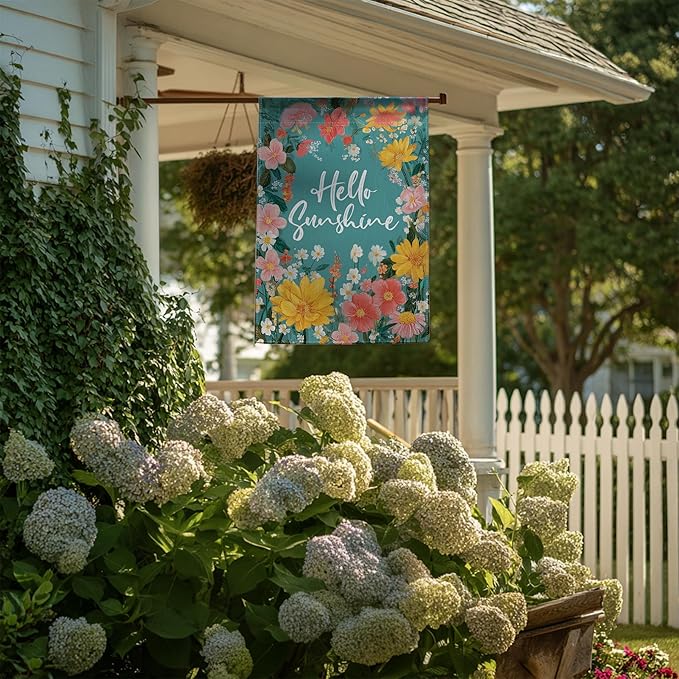 Garden Flags, Welcome Garden Flag, Bee Sunflower Flag Double-Sided Flags for Farmhouse Yard Outdoor-12 x 18inch (SUNSHINE)