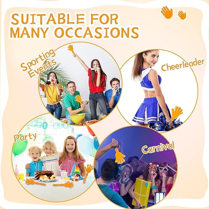 36 Pcs Orange Hand Clappers 7.5 Inch Clappers Noisemakers Noise Makers Party Favors Plastic Party Clapper for Sporting Events Cheers Ball Dance Basketball Football Noisemakers （Orange）
