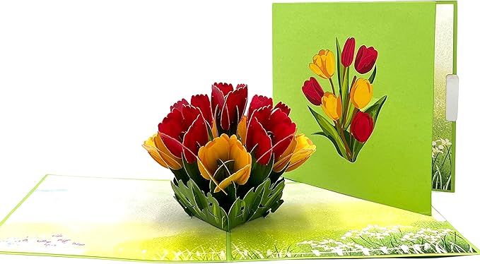 3D Pop Up Greeting Card Flowers Theme (Tulip Basket 1)