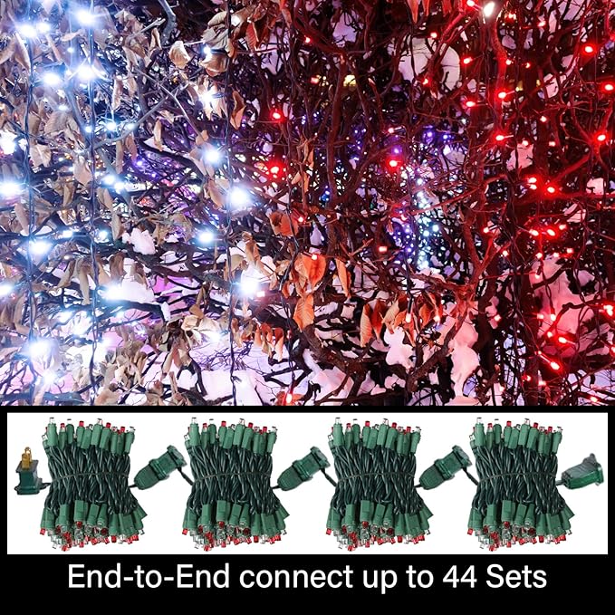 LAMPHOME 100 Count RED and White - String Lights - 21.6FT LED Christmas Lights, Mini led Lights for Indoor Outdoor Home Holiday Party Wedding Independence Day Decoration
