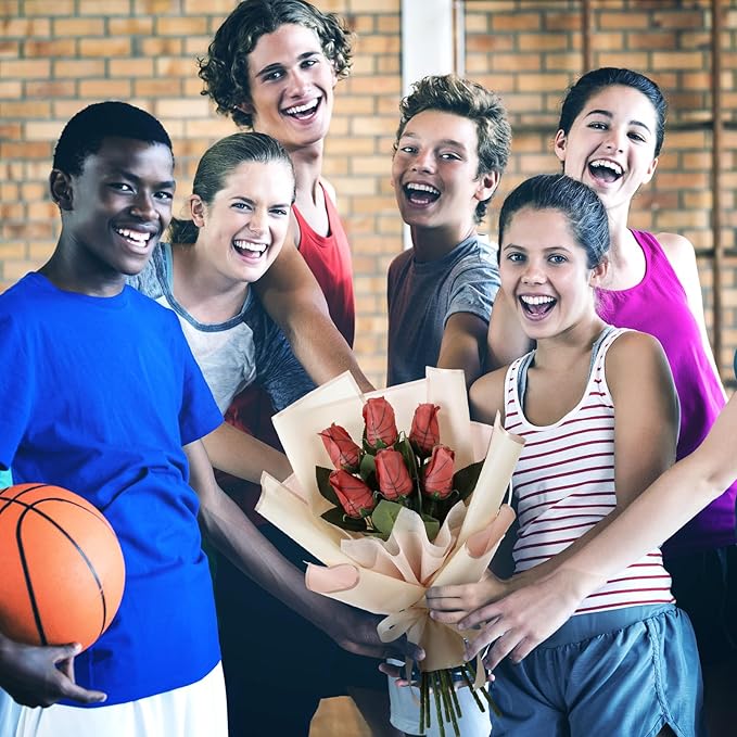 Suhine 6 Pcs Sports Party Favors Cheer Gifts Artificial Football Soccer Basketball Baseball Flowers for Birthday Game Day Tailgate Wedding Party Decorations (Basketball Color,Normal)