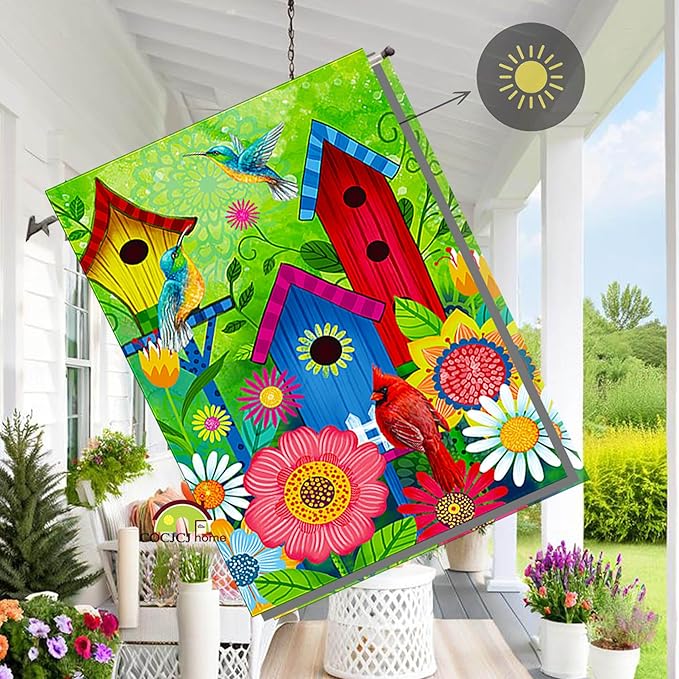Spring summer Bird flags outdoor 28x40 double sided Large garden flag, Cardinal Bird house flag, Courtyard outdoor Lawn Farmhouse Decoration
