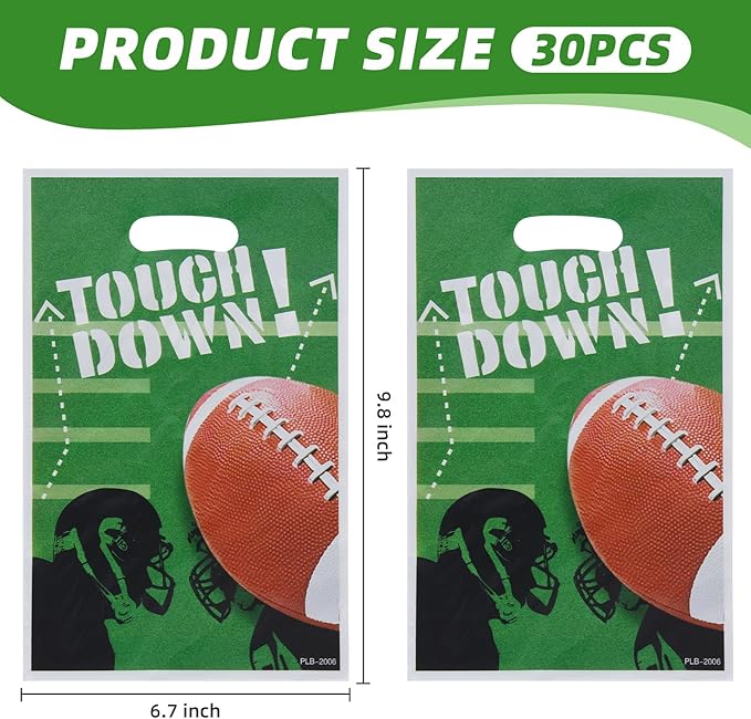 libala 30Pcs Football Party Favors Goodie Bags, 6.7 * 9.8 inch Football Gift bags, Favors Rugby Sports Theme Treat Bags Party Bags Decorations for Game Day Sports Events Birthday Party