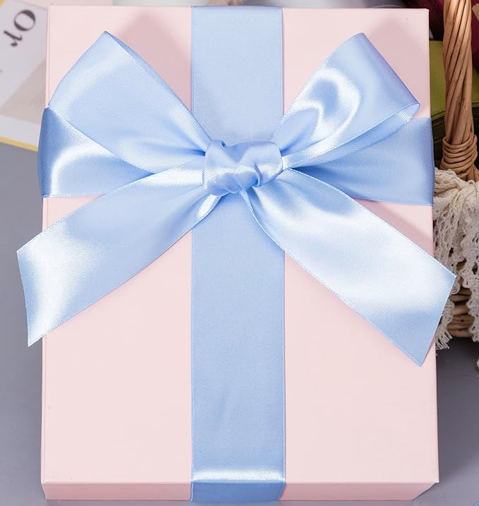1 1/2 Inch Sky Blue Solid Satin Ribbon, 50 Yards Craft Fabric Ribbon for Gift Wrapping Floral Bouquets Wedding Party Decoration