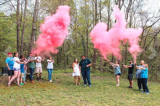 Adventure Awaits! - BABY GENDER REVEAL & FOR OTHER FESTIVALS- Color Dispenser 12" x 6-Pack Hand Held Air Filled Party Popper, Also For Color Run Festival Product (Baby Blue)