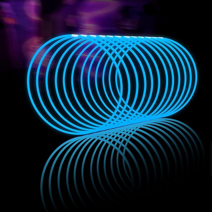 Glow Fever Glow Sticks Bulk 100ct 22'' Glow Necklaces with Connectors, Neon Light Sticks for Party Festivals Raves Concert Birthday Wedding, Blue